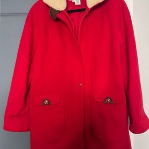 Talbots Vibrant Red Pea Jacket